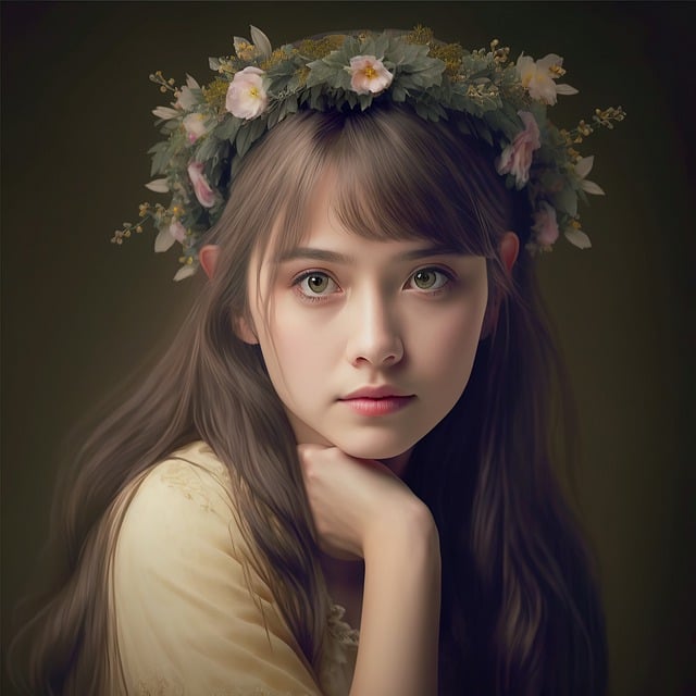 GIMP無料オンライン画像エディタで編集できる女の子の古典的な自然の花の花輪の無料画像を無料ダウンロード