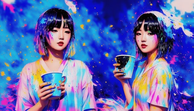 Free download girl coffee cup tea painting free picture to be edited with GIMP free online image editor