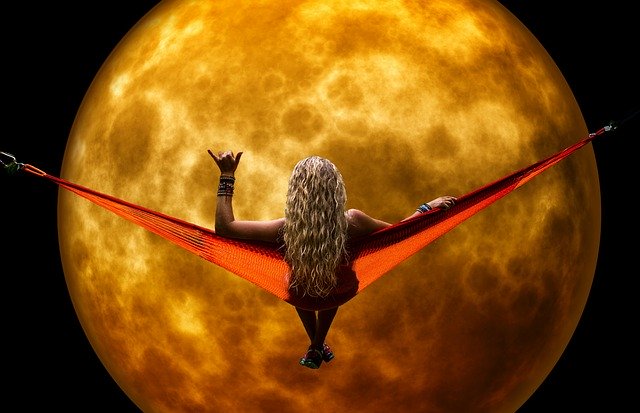 Free download Girl Hammock Moon -  free illustration to be edited with GIMP free online image editor