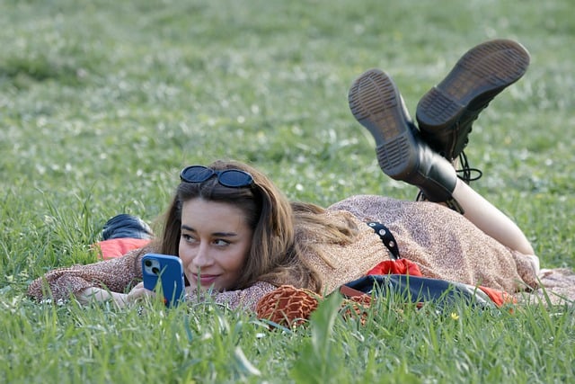 Free download girl happy smartphone casual lying free picture to be edited with GIMP free online image editor
