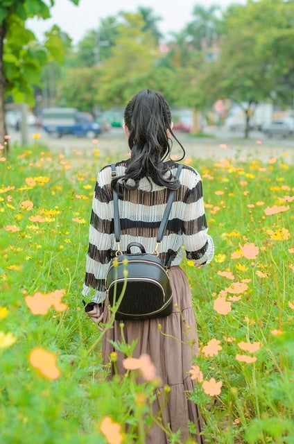 Free download girl meadow flowers back fashion free picture to be edited with GIMP free online image editor