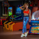 Girl next to game consoles  screen for extension Chrome web store in OffiDocs Chromium