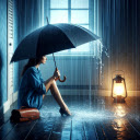 Girl sitting in the rain  screen for extension Chrome web store in OffiDocs Chromium