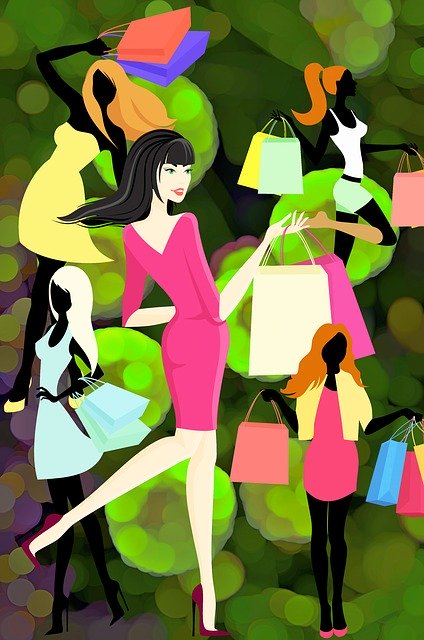 Free download Girls Shopping Art Fantasy Wall -  free illustration to be edited with GIMP free online image editor