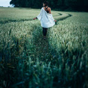 Girl walking on green field  screen for extension Chrome web store in OffiDocs Chromium