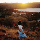 Girl with grass garden and sunlight  screen for extension Chrome web store in OffiDocs Chromium