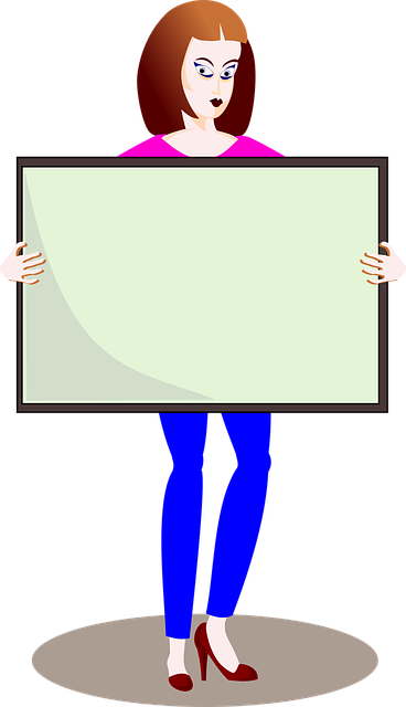 Free download Girl With Poster Warning Frame - Free vector graphic on Pixabay free illustration to be edited with GIMP free online image editor