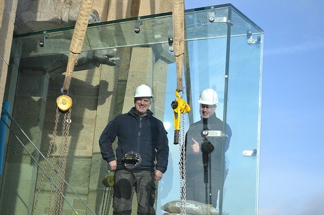 Free download Glass Balcony Worker Construction -  free photo or picture to be edited with GIMP online image editor