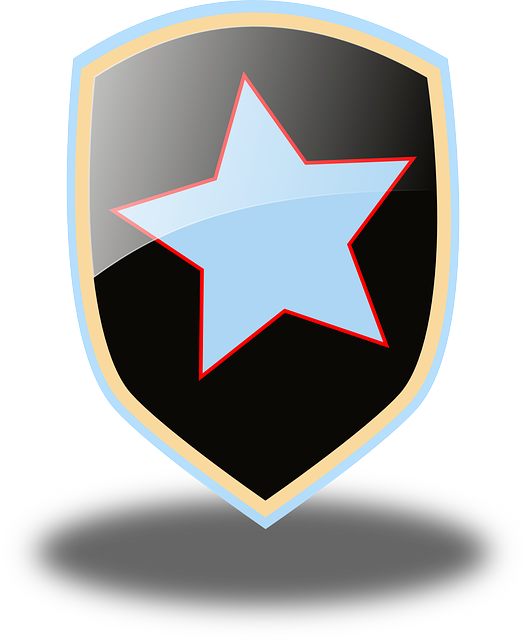 Descărcare gratuită Glossy Shield Star - Grafică vectorială gratuită pe Pixabay ilustrație gratuită pentru a fi editată cu editorul de imagini online gratuit GIMP