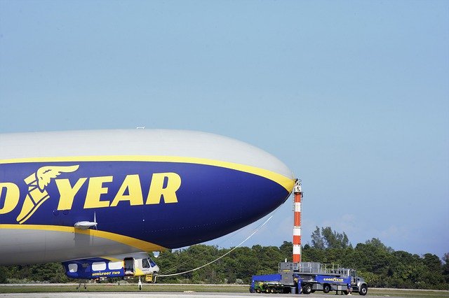 Free download Goodyear Blimp Ground Anchored -  free photo or picture to be edited with GIMP online image editor