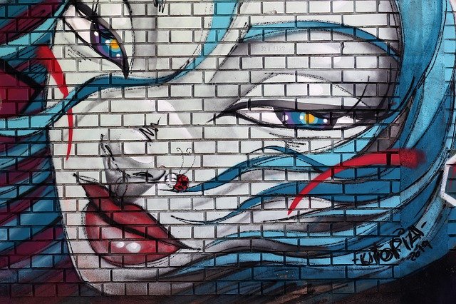 Безкоштовно завантажте Graffiti Brick Wall Girls Face - безкоштовне фото або зображення для редагування за допомогою онлайн-редактора зображень GIMP