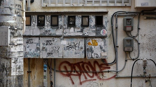 Gratis download Graffiti Skyline Electric Cable - gratis foto of afbeelding om te bewerken met GIMP online afbeeldingseditor
