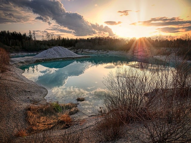 Free download gravel pit pond sunset lake free picture to be edited with GIMP free online image editor