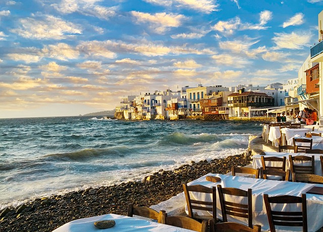 Free download greece beach dining sea free picture to be edited with GIMP free online image editor