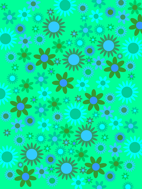 Free download Green Blue Flowers -  free illustration to be edited with GIMP free online image editor