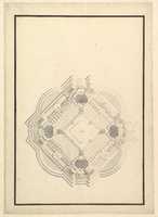 Free download Ground Plan for a Catafalque for Louis I, King of Spain (reigned only a few months, died 1724) free photo or picture to be edited with GIMP online image editor