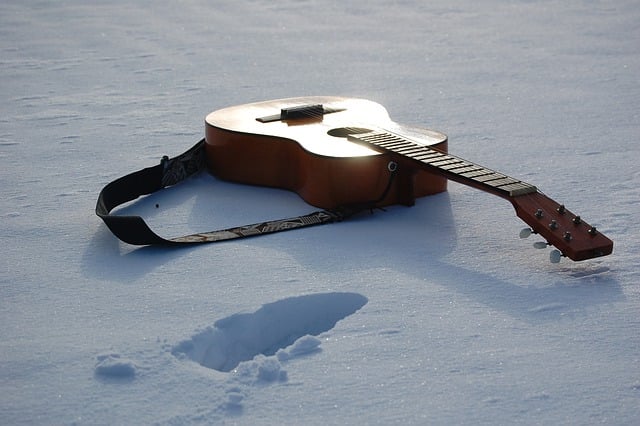 Free download guitar music snow landscape winter free picture to be edited with GIMP free online image editor