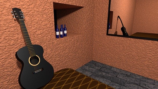 Free download Guitar Room Mirror Musical -  free illustration to be edited with GIMP free online image editor