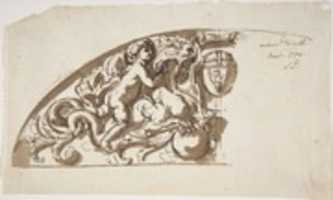 Free download Half Lunette with Putto and Monster free photo or picture to be edited with GIMP online image editor