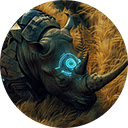 half rhino with futuristic robotic parts  screen for extension Chrome web store in OffiDocs Chromium