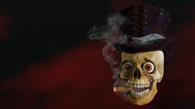Free download halloween skull cigar smoking free picture to be edited with GIMP free online image editor