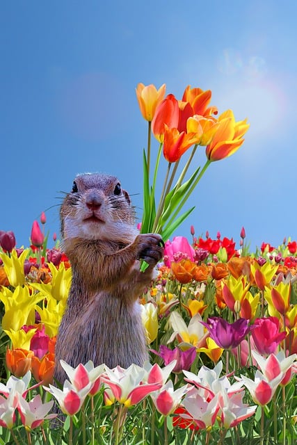 Free graphic happy mothers day meerkat tulips to be edited by GIMP free image editor by OffiDocs