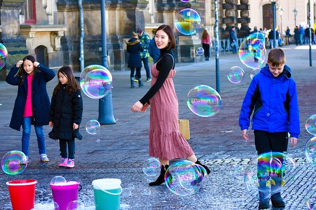 Free download Happy Young Soap Bubbles -  free photo or picture to be edited with GIMP online image editor