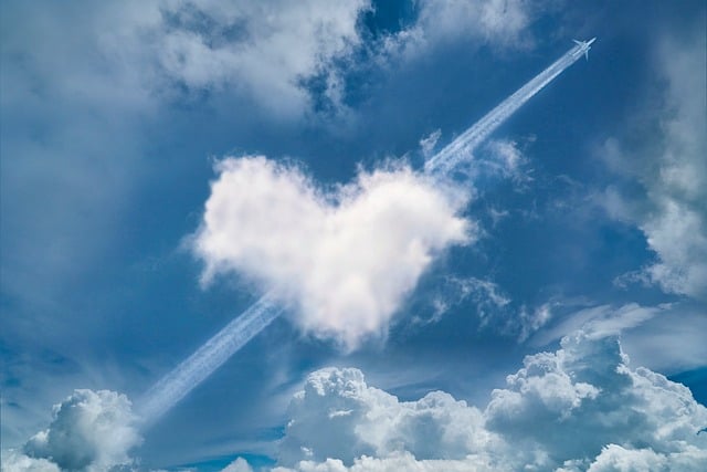 Free download heart clouds aircraft wake cloudy free picture to be edited with GIMP free online image editor