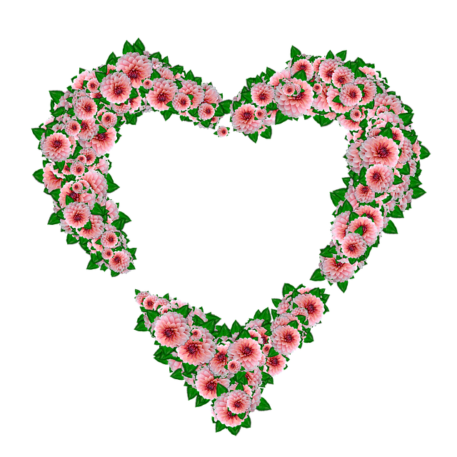 Free download Heart Dahlias Design -  free illustration to be edited with GIMP free online image editor