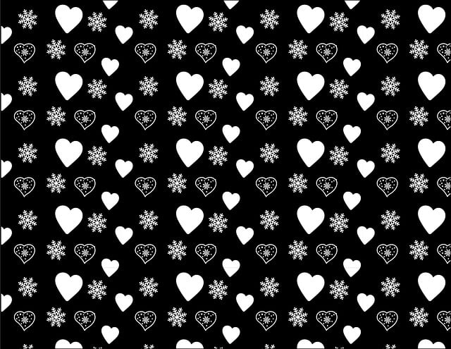 Baixe gratuitamente a imagem gratuita de fundo preto de corações, flocos de neve, para ser editada com o editor de imagens on-line gratuito do GIMP