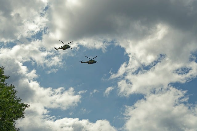 Free download helicopters two flying sky clouds free picture to be edited with GIMP free online image editor