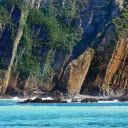 High cliffs and blue sea  screen for extension Chrome web store in OffiDocs Chromium