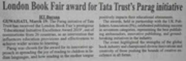 Free download HILLS TIME PAGE 02 MAR 20 LONDON BOOK FAIR AWARD FOR TATA TRUST... free photo or picture to be edited with GIMP online image editor