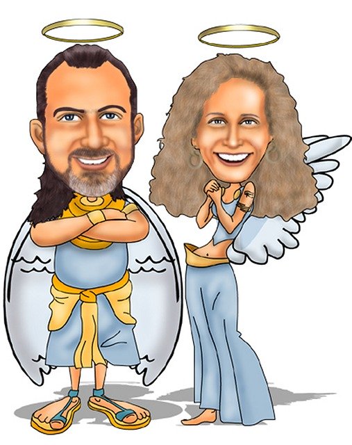 Free download Hippies Angels Angelic Couple -  free illustration to be edited with GIMP free online image editor