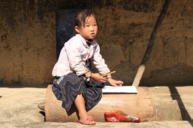 Free download Hmong Little Girl Writing Doing -  free photo or picture to be edited with GIMP online image editor