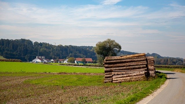 Free download Holzstapel Field Meadow -  free photo or picture to be edited with GIMP online image editor
