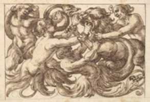 Free download Horizontal Panel Design with Four Male Figures Fighting a Lion free photo or picture to be edited with GIMP online image editor