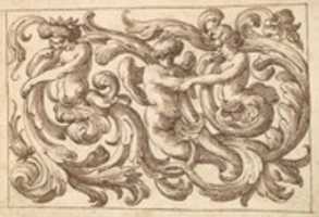 Free download Horizontal Panel Design with Three Young Male Figures Interspersed between Acanthus Rinceaux free photo or picture to be edited with GIMP online image editor