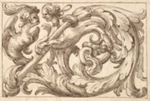 Free download Horizontal Panel Design with Two Hybrid Creatures Interspersed between Acanthus Rinceaux free photo or picture to be edited with GIMP online image editor