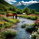 Horses by the stream Wallpaper  screen for extension Chrome web store in OffiDocs Chromium