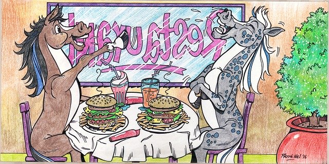 Free download Horses Restaurant Teffnett -  free illustration to be edited with GIMP free online image editor