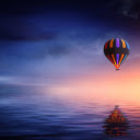 Hot air balloon flying over the sea  screen for extension Chrome web store in OffiDocs Chromium