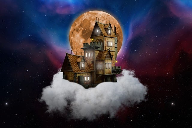 Free download house fantasy building clouds free picture to be edited with GIMP free online image editor