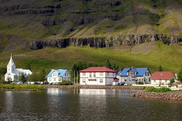 Free download Houses Water The Fjord -  free photo or picture to be edited with GIMP online image editor