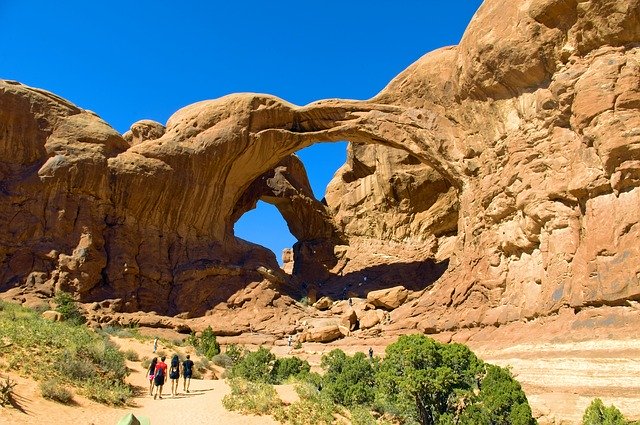 Free download Huge Double Arch Sandstone Utah -  free photo or picture to be edited with GIMP online image editor