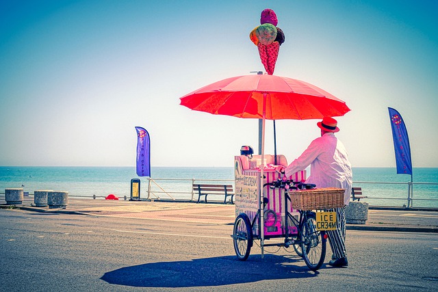 Free download ice cream seller road coast free picture to be edited with GIMP free online image editor