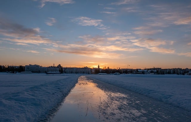 Free download ice road sunset evening kuopio free picture to be edited with GIMP free online image editor