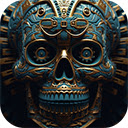 illustrated skull aztec style  screen for extension Chrome web store in OffiDocs Chromium
