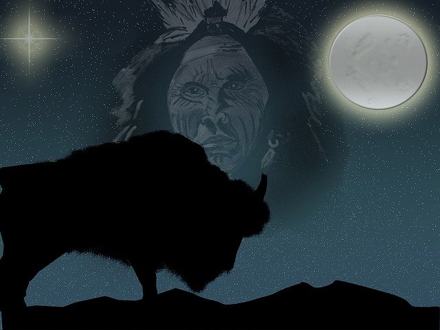 Faça o download gratuito da Indians Bull Moon - ilustração gratuita para ser editada com o editor de imagens on-line gratuito do GIMP