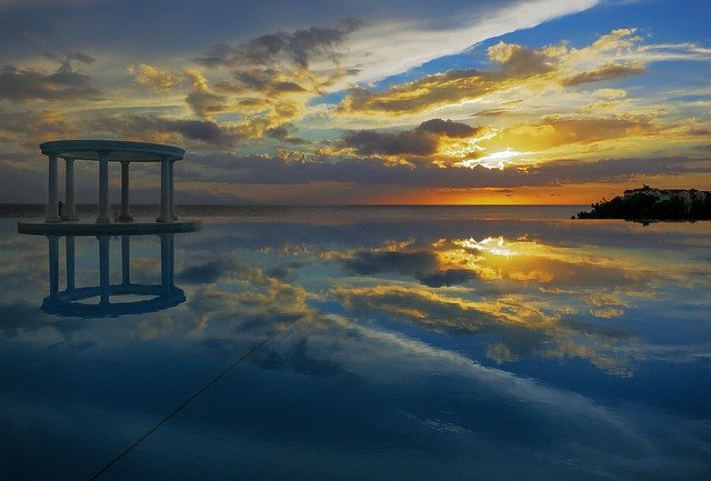 ดาวน์โหลดฟรี Infinity Sunset Pool - ภาพถ่ายหรือรูปภาพฟรีที่จะแก้ไขด้วยโปรแกรมแก้ไขรูปภาพออนไลน์ GIMP